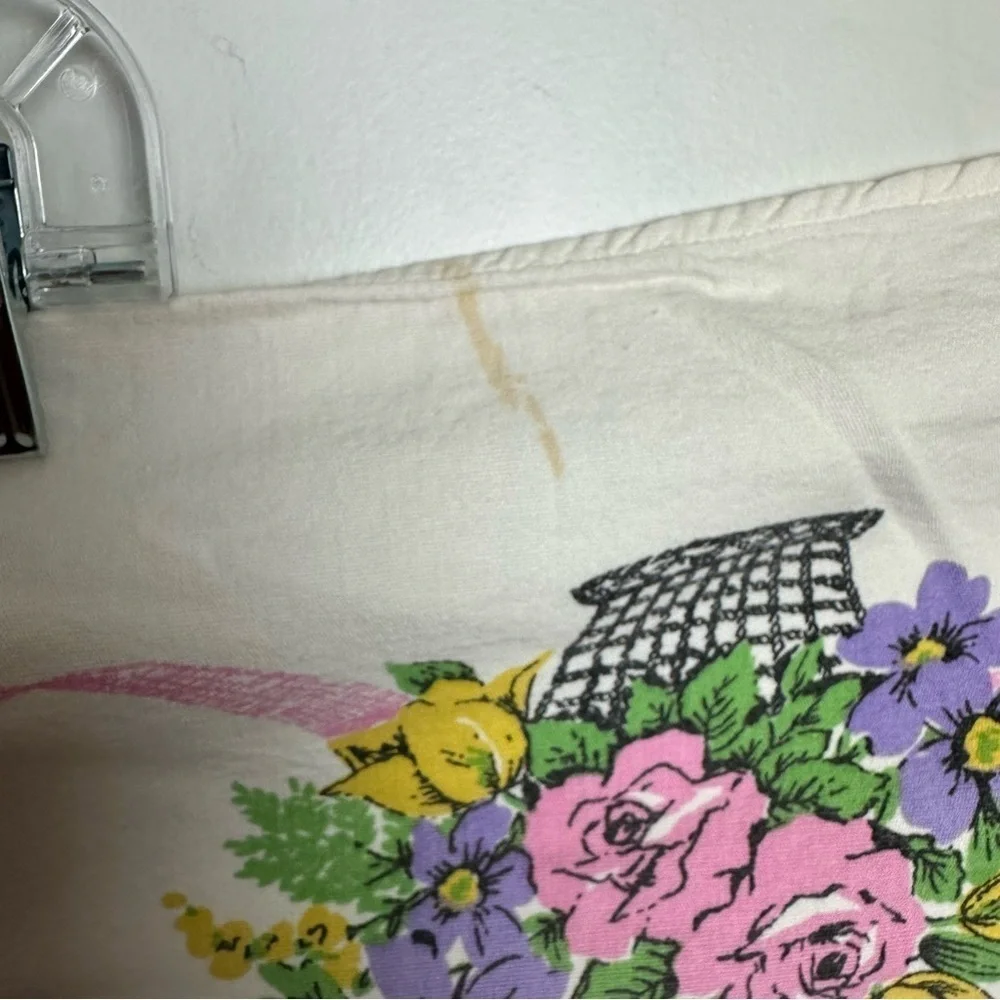 Vintage Flower Basket Tablecloth Bouquet 42 X 51 Rectangle Farmhouse Easter